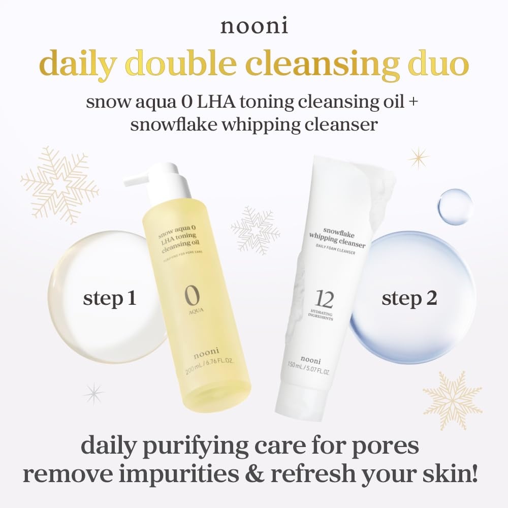 image:imageNOONI Snow Aqua Rice Ceramide Barrier Care Korean Cleansing Oil 676 fl oz6 DoubleCleansing Duo Gift Set Oil Foam